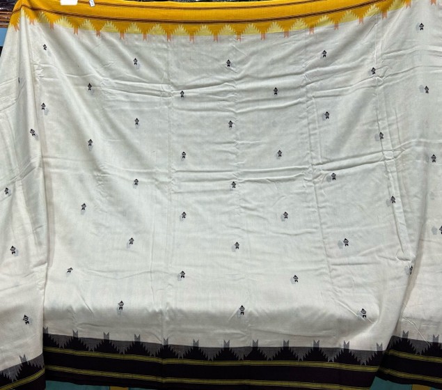 Ganga Jamuna border fish motifs natural dye cotton Kotpad saree with blouse piece